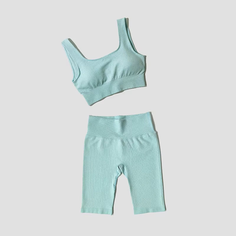 Yoga Set Seamless Women'S Sportswear Workout Clothes Athletic Wear Gym Legging Fitness Bra Crop Top Long Sleeve Sports Suits
