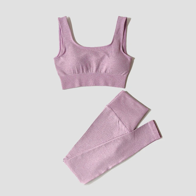 Yoga Set Seamless Women'S Sportswear Workout Clothes Athletic Wear Gym Legging Fitness Bra Crop Top Long Sleeve Sports Suits