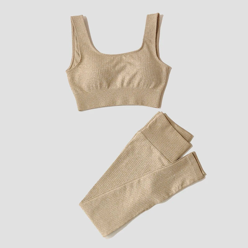 Yoga Set Seamless Women'S Sportswear Workout Clothes Athletic Wear Gym Legging Fitness Bra Crop Top Long Sleeve Sports Suits