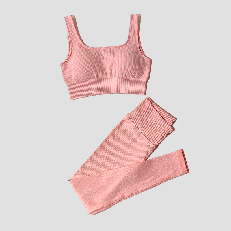 Yoga Set Seamless Women'S Sportswear Workout Clothes Athletic Wear Gym Legging Fitness Bra Crop Top Long Sleeve Sports Suits