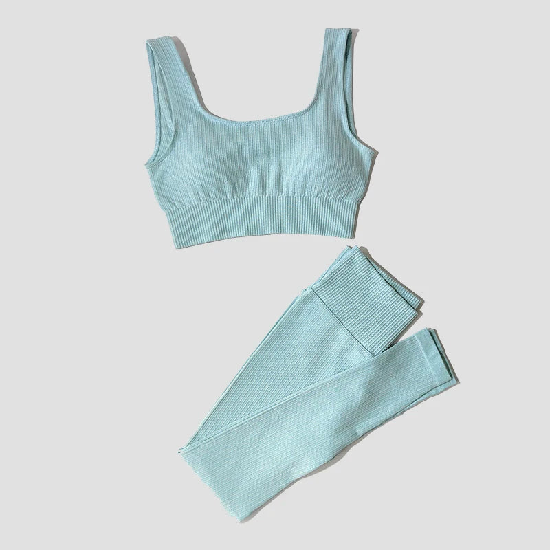 Yoga Set Seamless Women'S Sportswear Workout Clothes Athletic Wear Gym Legging Fitness Bra Crop Top Long Sleeve Sports Suits